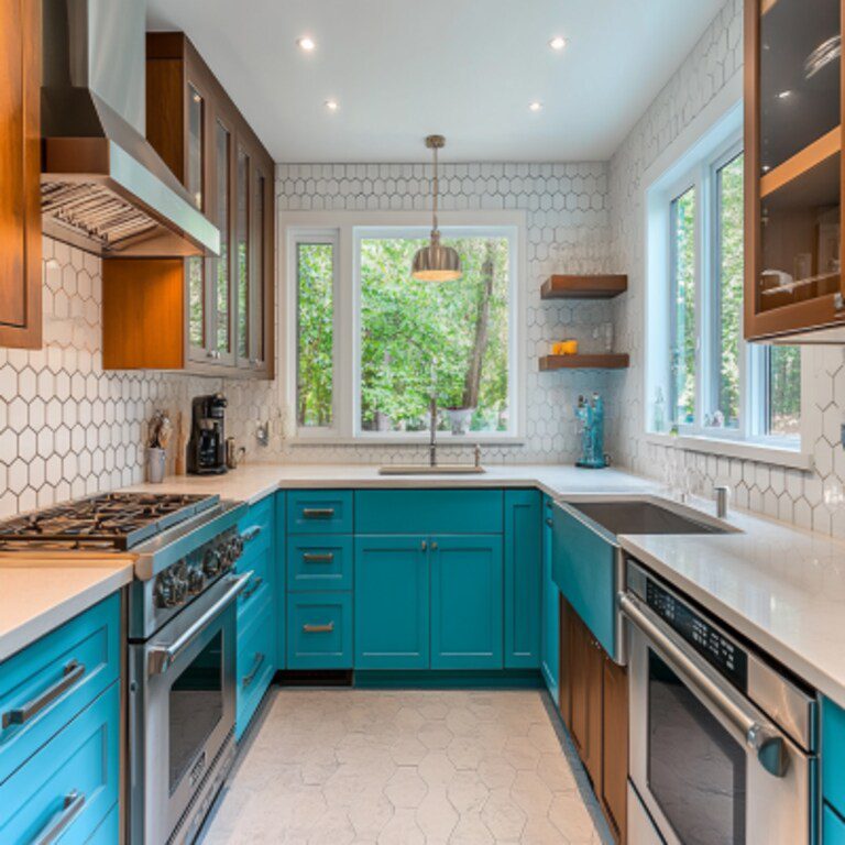 Modular Kitchen with Ocean-Inspired Serenity