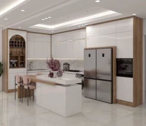 Bright White Kitchen with Full-Height Overhead Cabinets