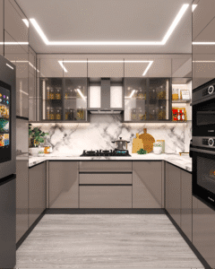 Contemporary U Shaped Modular Kitchen