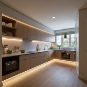 Cream and Stone Grey Kitchen with Tiled Backsplash