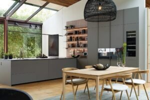 Elegant Grey-Toned Peninsula Kitchen
