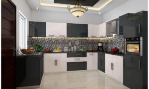 Glossy Red U Shaped Kitchen for Compact Spaces