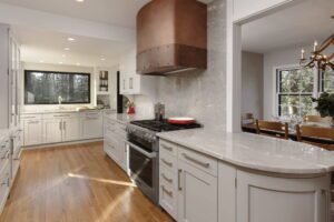 Grey & White Transitional Peninsula Kitchen