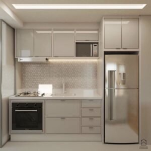 Minimalist White Glossy Modular Kitchen