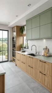 Nature-Inspired Kitchen in Green and Wood