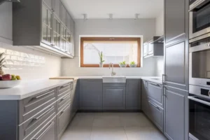 Rustic Wood and White U Shaped Kitchen