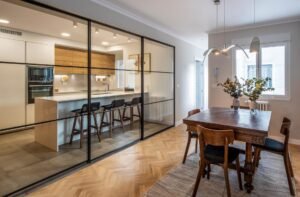 Scandinavian-Style Peninsula Kitchen in Wood and White