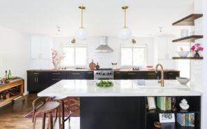 White & Wood Peninsula Kitchen